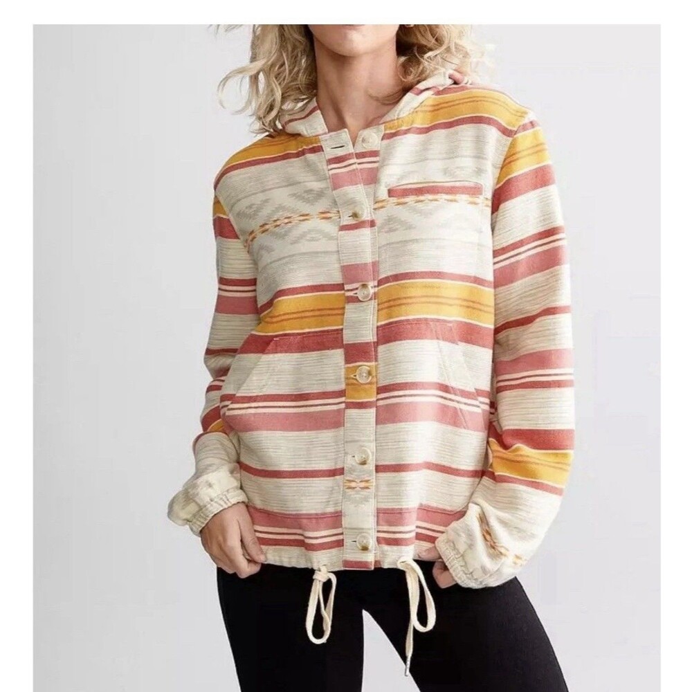 Pendleton Button Front Hoodie Lightweight Doublesoft Aztec Southwestern Beach L